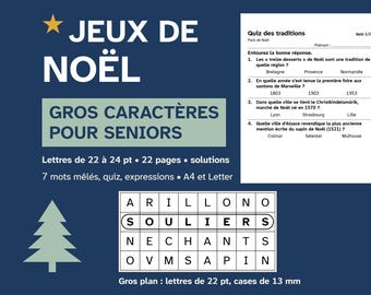 Christmas Games for Seniors, Large-Print Word Search, Quiz and Word Scramble Activity Pack, Printable PDF
