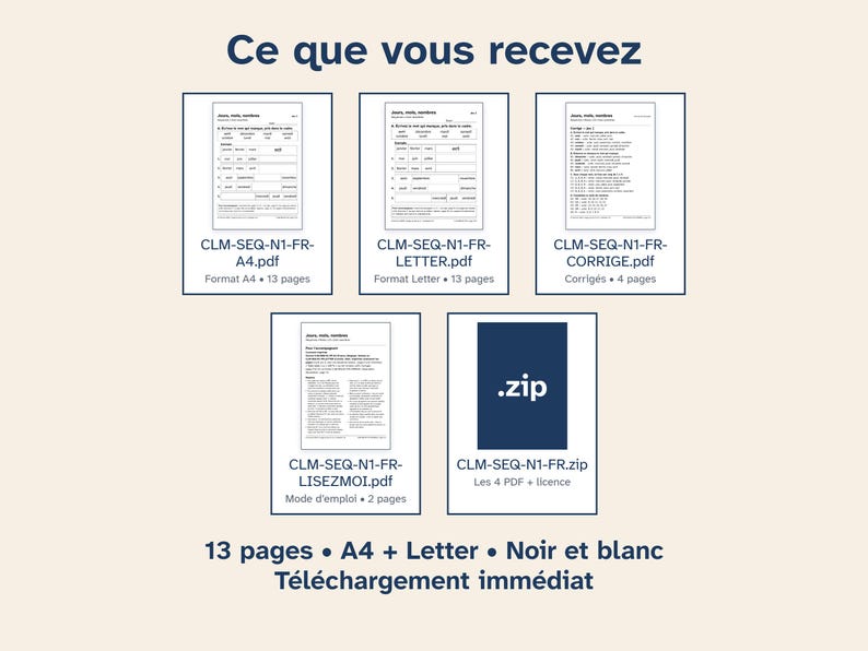 Exercices aphasie gros caractères, jours mois nombres, adultes après un AVC et seniors, séries automatiques niveau 1 image 2