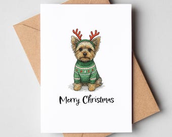 Kerstkaart Yorkshire Terrier - kerstkaart hond [A6-formaat]