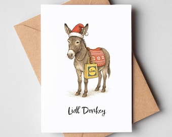 Lidl Donkey - kerstkaart met grappige geïllustreerde woordspelingen [A6-formaat]