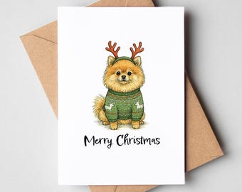 Kerstkaart Pommeren - kerstkaart hond [A6-formaat]