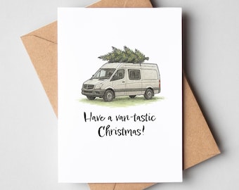 Van-tastic Christmas - Sprinter-camperkerstkaart met kraftenvelop [A6-formaat]
