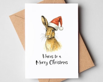 Kerstkaart haas - Haas to a Merry Christmas - Haas Illustrated Kerstkaart [A6-formaat]