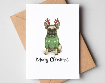 Kerstkaart Franse Bulldog - Kerstkaart hond [A6-formaat]