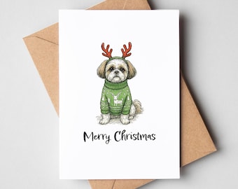 Shih Tzu-kerstkaart - hondenkerstkaart [A6-formaat]