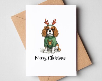 Cavalier King Charles Spaniel kerstkaart - hond kerstkaart [A6-formaat]