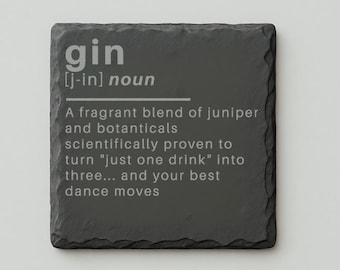 Gin-definitie - lasergeëtste leisteen onderzetter - onderzetter voor ginliefhebbers Cadeau kerstcadeau