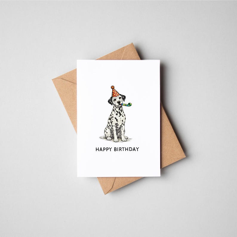 Dalmatian Birthday Card – Dog Illustration, Dalmation Lover Greeting ...