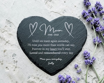 Gepersonaliseerde moederharten herdenkingscadeau | Totdat we elkaar weer ontmoeten | Inclusief presentatiedoos | Gedenkplaat | Sympathie cadeau