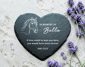Gepersonaliseerd gedenkteken lijntekeningen paard met presentatiedoos | Aangepaste naam Datum Bericht | Herdenkingscadeau paard | Aandenken paardensympathie