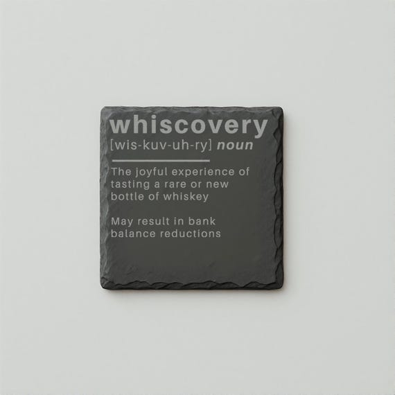 Whiscovery Definition - Whiskey Laser Etched Slate Coaster - Coaster for Whiskey lovers Christmas Present