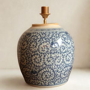 Blue Ceramic Lamp | Handmade Cement Base | Home Decor | Table Lamp