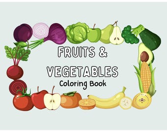 100 Fruits and Veggies Coloring Pages | Digital Download
