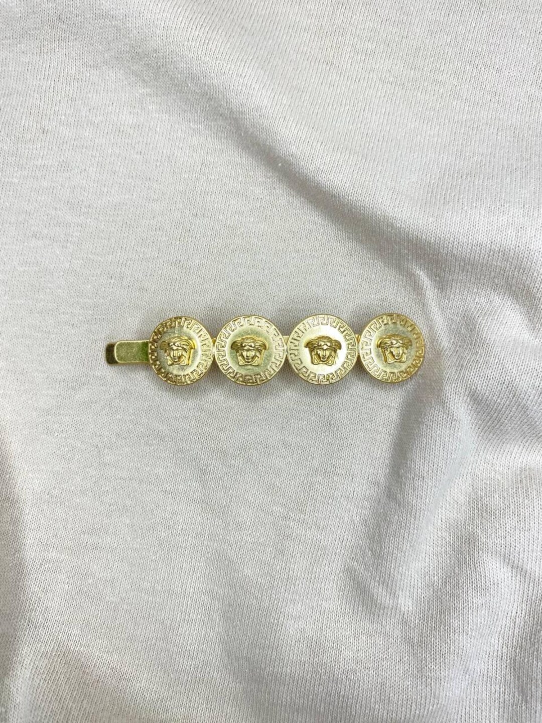 Versace Gold Hair clip barette La Medusa NEW $290 VERSACE Gold Tone Brass & CRYSTAL MEDUSA LOGO  main image 3