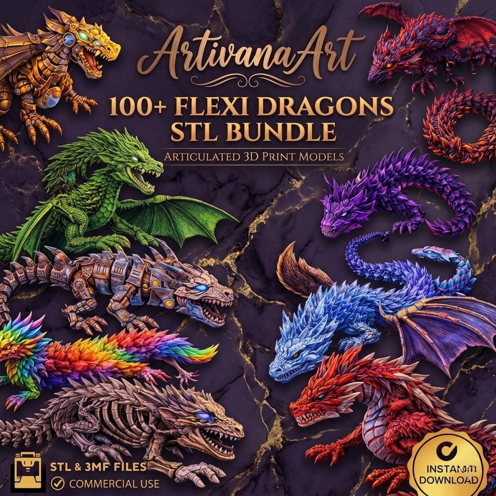 Ultimate 100+ Flexi Dragon STL Files | Articulated 3D Print Dragons ...