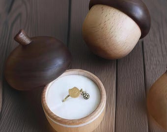 Eichel Ring Box - Schmuckhalter für Verlobung, Hochzeit & Valentinstag