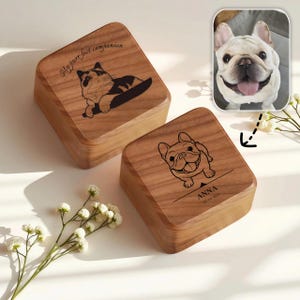 Custom Pet Engraved Wooden Ring Box, Personalized Engagement Holder for Dog Cat Parents