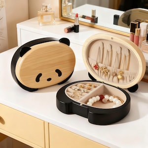 Handmade Walnut Panda Jewelry Box - Animal Keepsake Ring Holder