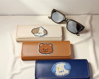 Brillenetui aus Leder mit 10 verschiedenen Tiermotiven