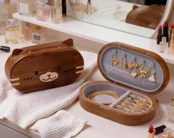 Handgefertigte Katze Schmuckschatulle - Ringhalter, Schreibtisch Organizer, Geschenk zum Valentinstag