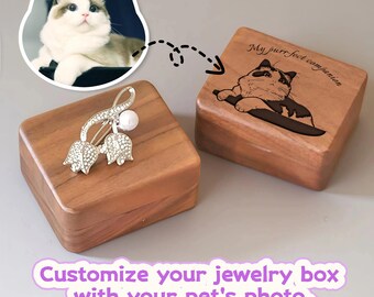 Benutzerdefinierte Portrait Holz Schmuckschatulle | Gravierte Brautjungfer Geschenk Ringhalter