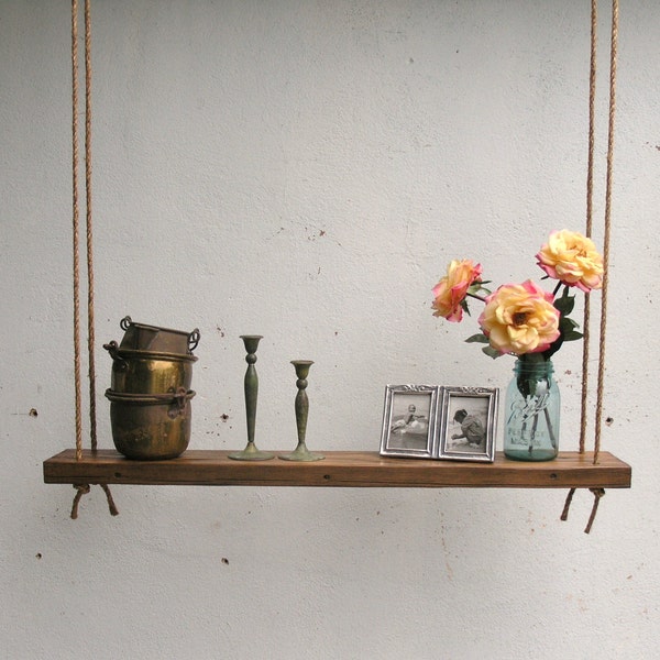 Rustic Hanging Oak Accent Shelf made with lumber from an 1860/70's Gold Mine Camp in the Eastern Sierra Nevada Mountains