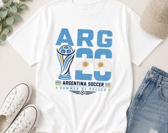 Camiseta Argentina de Fútbol Mundial Vintage Comfort Color, Regalo Retro para Aficionados al Torneo de Fútbol, Camiseta Fútbol 2026, Camisetas con Código de País,