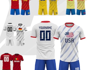 Conjunto de camiseta y pantalones cortos de fútbol de EE. UU. personalizados, uniforme con nombre, número y logotipo personalizado para hombres, mujeres, niños y jóvenes, camisetas blancas de la selección nacional de fútbol.