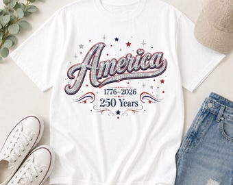 Camiseta conmemorativa del aniversario de la bandera estadounidense, 250 años de brillo patriótico, 4 de julio de EE. UU.