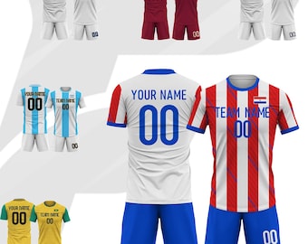 Camiseta de fútbol y pantalones cortos personalizados de Costa Rica para hombres, mujeres, niños y jóvenes, uniforme del equipo con nombre, número y logotipo personalizados, camisetas rojas nacionales de fútbol.