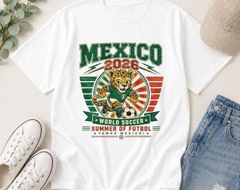 Camiseta vintage de México con colores cómodos para el Mundial, regalo retro para aficionados al torneo de fútbol de México, camiseta de fútbol mexicano 2026, camisetas con la mascota de México