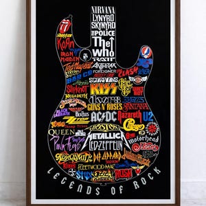 Rock Music Legends Art Print Set: Iconic Stars 300 DPI PNG JPEG Digital Download