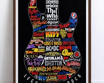 Iconic Rock Legends | Digital Print | Vintage Style | Music Wall