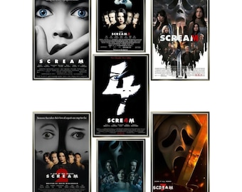 Póster de la película Scream (set completo de 7), arte de película de terror, descarga digital de 300 DPI