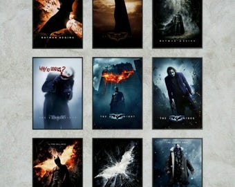 Batman Dark Knight Trilogy Poster Setof9 Christopher Nolan Film Kunst 300 DPI Digital Download