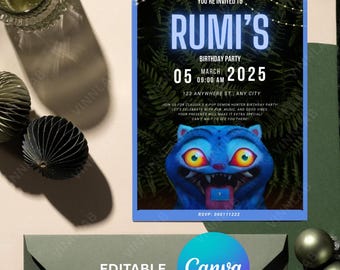 Derpy Birthday Invitation for a K-Pop Demon Hunters Birthday Party - Printable Birthday Card for Kids