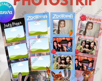 Modello per Photo Booth di Zootropolis / Decorazione per feste Canva modificabile (download digitale)
