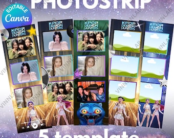 KPop Demon Hunter Photobooth Template | Kpop Anime Party Decor | Photo strip 2×6 template