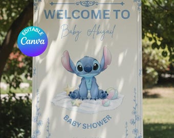 Welcome Sign Baby Shower Stitch Theme Editable