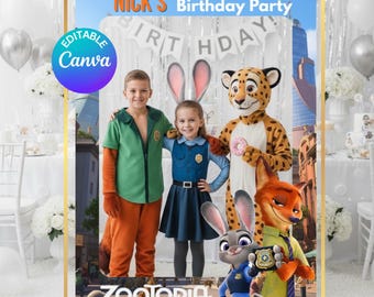 Editable Zootopia Photobooth Frame | Nick & Judy Birthday Party Printable