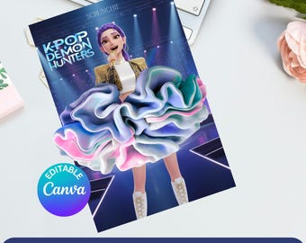 K-pop Demon Hunter Scrunchie Display Template, Editable and Printable for Instant Download - Kpop scrunchie display