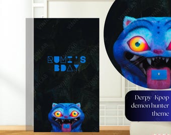 K-pop Demon Hunters Backdrop Derpy Tiger | Instant Download Printable
