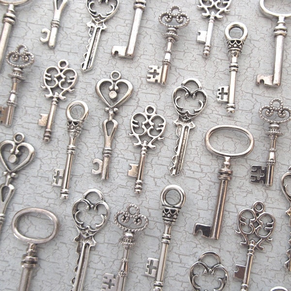 El Caspio colección - esqueleto clave encanto surtido en plata - conjunto de 36 llaves