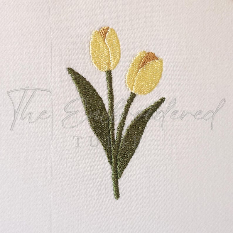 Classic Double Tulip Embroidery Design | Floral Machine File | Digital File | 4 Sizes image 1