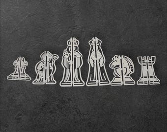 Medieval Chess Template Set for Wood Carving, Whittling, Tracing Projects