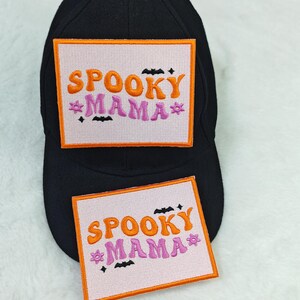 SPOOKY MAMA ワッペン、アイロン接着式文字ワッペンアップリケ。（3.15インチ x 3.93インチ）