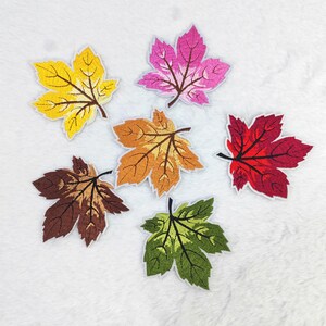 Embroidered Maple Leaf Patch, Fall Plant Applique for Jackets, Jeans (3.15" x 3.22")