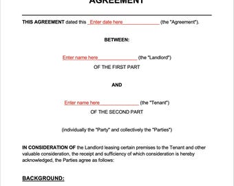 UK Assured Shorthold Tenancy Agreement Template | AST Contract | Landlord Rental Agreement | Editable Word Document