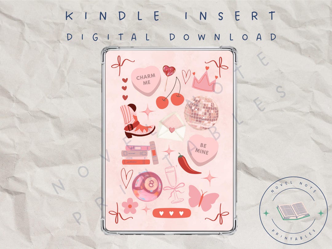 Pink Girly Clear Case Kindle Insert (digital Download) - Etsy
