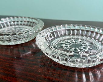 Vintage MCM Cut Glass Ashtray- Glass Catch All Dish